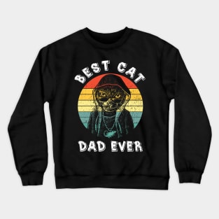 Best Cat Dad Ever Vintage Sunset Crewneck Sweatshirt